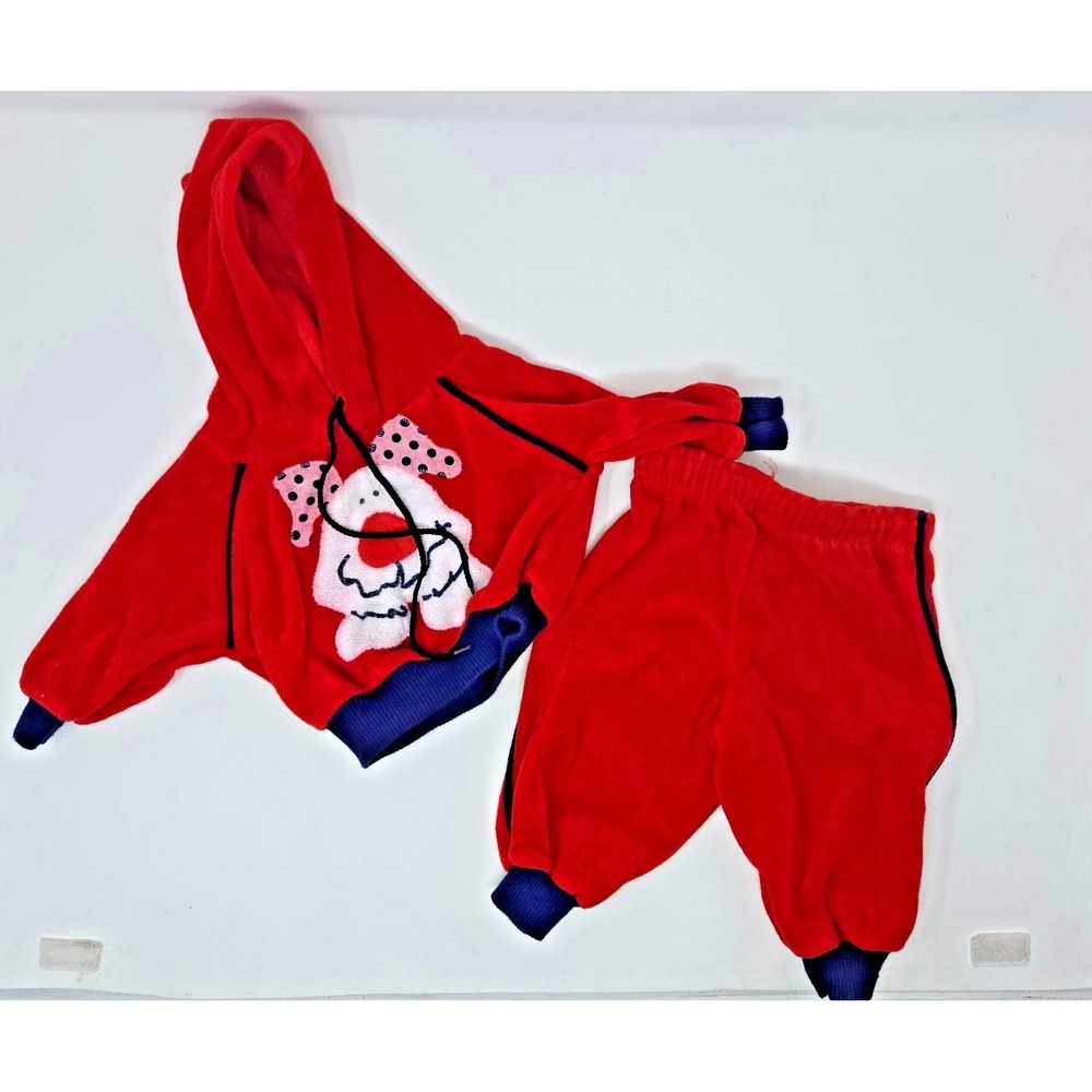 Vintage Fleece Toddle Time 6 Month Sweatsuit Hoodie Pants Dog 1970s Very Good